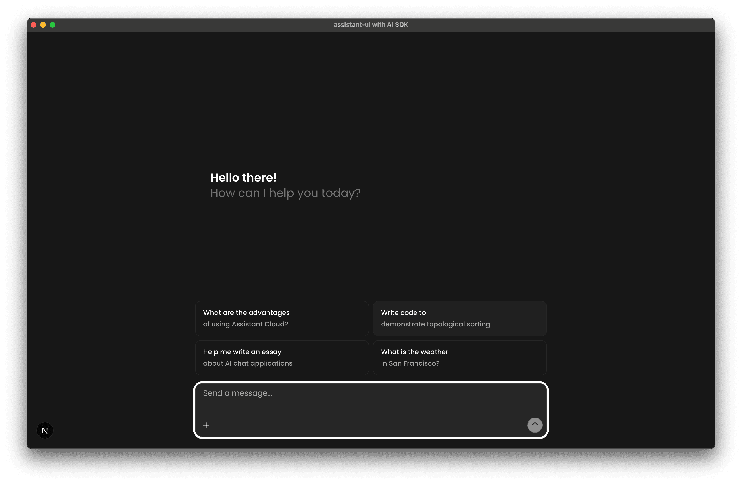 Next.js with assistant-ui and AI SDK v5